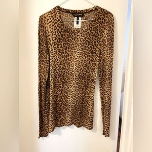 BCBGmaxazria long sleeve leopard print top size L. Only worn to try on
